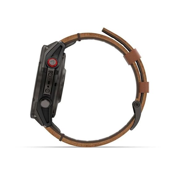 Умные часы GARMIN FENIX 8 PRO 47mm Amoled Sapphire Lens Titanium With Chestnut Leather Band Plus Pabble gray silicone