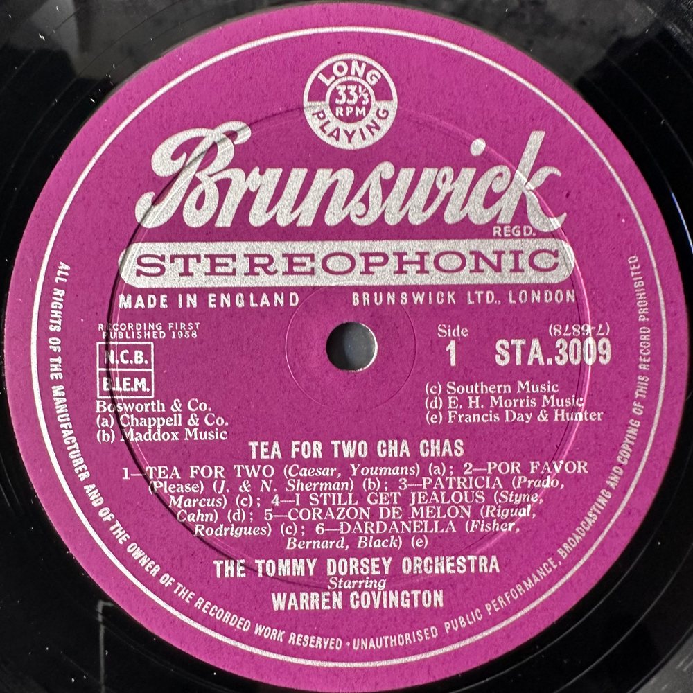 The Tommy Dorsey Orchestra Starring Warren Covington ‎– Tea For Two Cha Chas (Англия 1958г.)