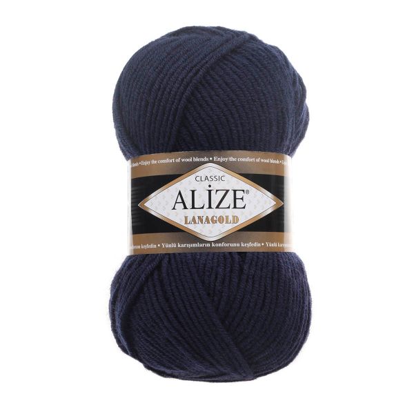 Пряжа Alize (Ализе) Lana Gold / уп.5 мот. по 100 г, 240м, 058 темно-синий A