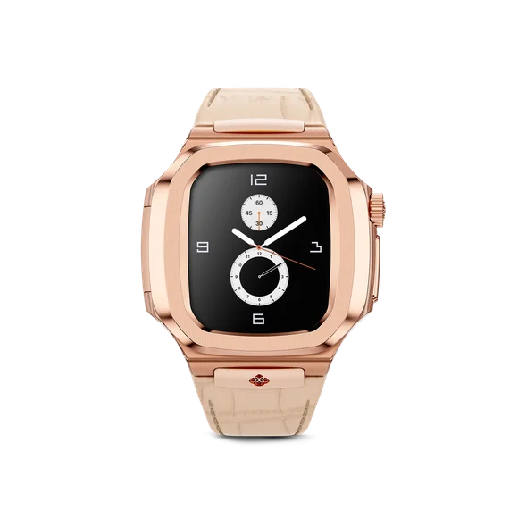 Корпус для Apple Watch ROL41 -Розовое золото/Натуральная кожа