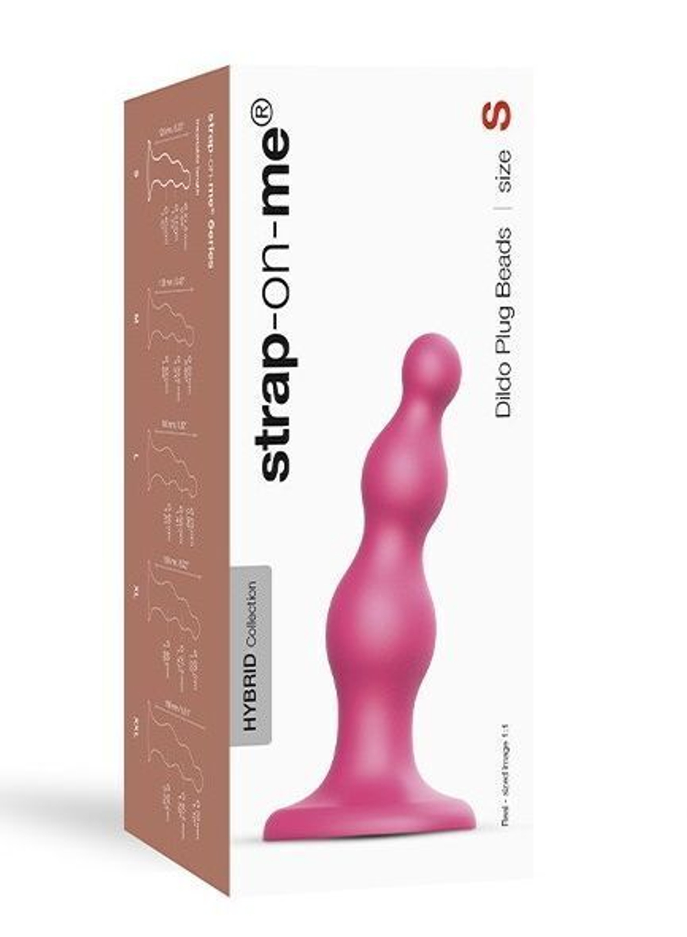 Розовая насадка Strap-On-Me Dildo Plug Beads size S (Цвет: розовый)
