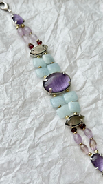 Браслет Nature Bijoux, Gotborg, с ракушкой Capiz в смоле, перламутром, гранатом, аквамарином и амети
