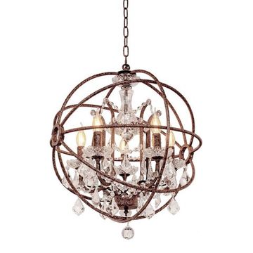 Подвесная люстра 6*Е14 LOFT1897/6 коричневый Foucaults Orb Crystal LOFT IT