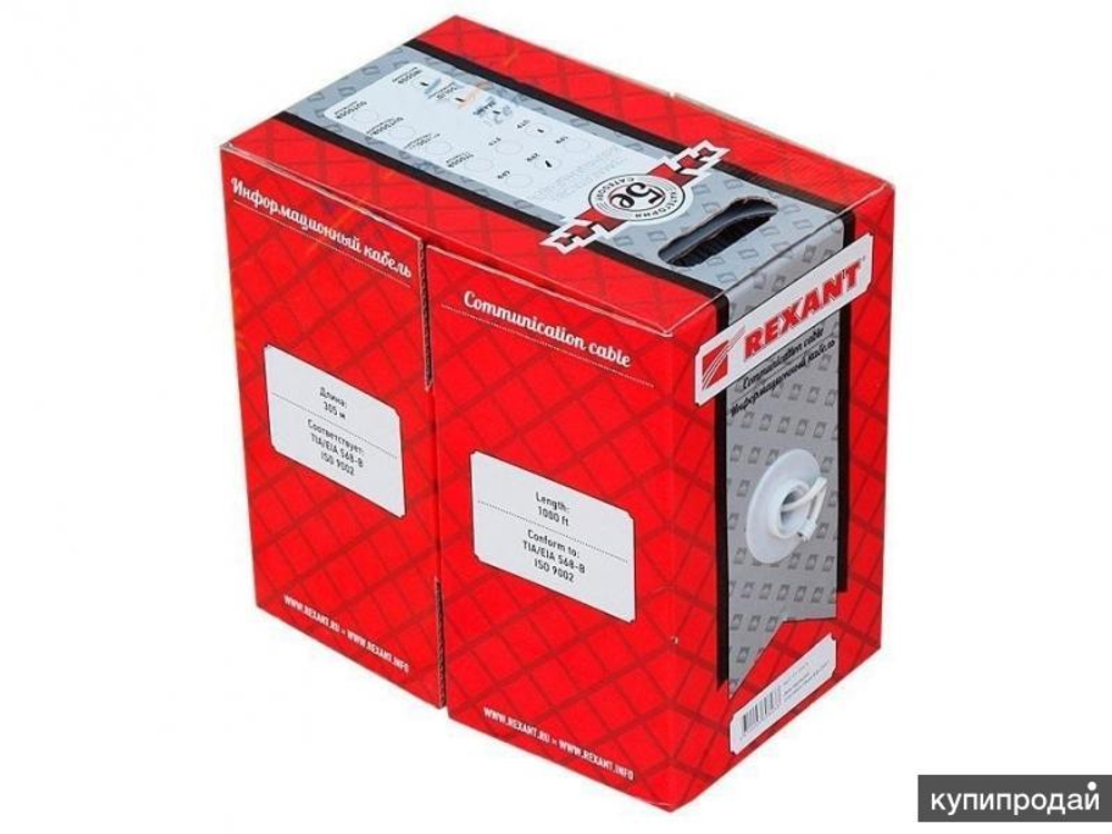 Кабель FTP 4PR 24AWG CAT5e 305м CU ПЭ Rexant