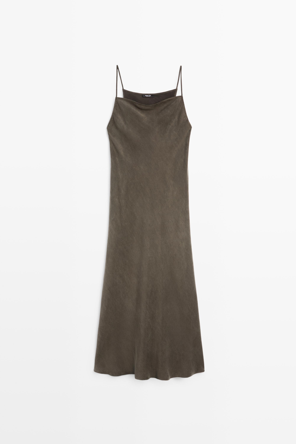 Massimo Dutti Струящееся платье-комбинация на тонких бретелях, серый