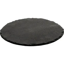 Блюдо круглое d 35 см h0,5 см для подачи черное сланец SUNNEX