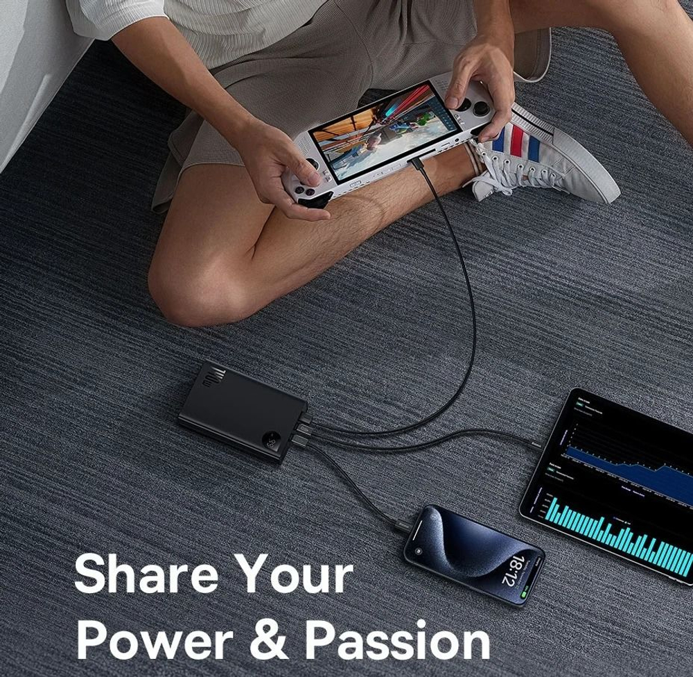 Внешний аккумулятор повербанк чёрный Power Bank 24000mAh 140W BASEUS PPADM140