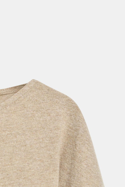 ZARA ПРИТАЛЕННАЯ ФУТБОЛКА, ПЕСОЧНЫЙ МЕЛАНЖ