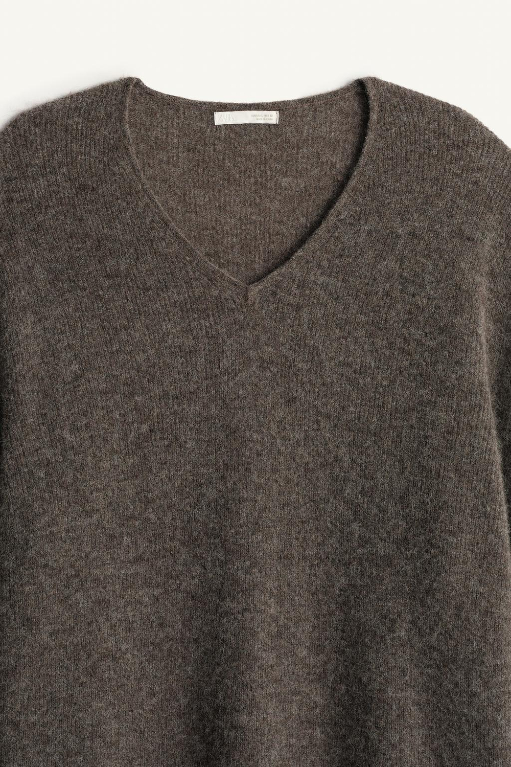 ZARA ДЖЕМПЕР СВОБОДНОГО КРОЯ С ФАКТУРОЙ, КОРИЧНЕВЫЙ
