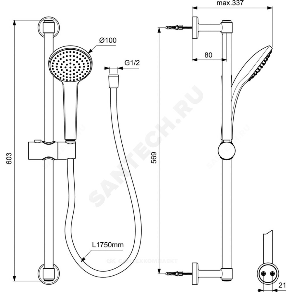 Гарнитур душевой IDEALRAIN SOFT M1 Ideal Standard BD142XG