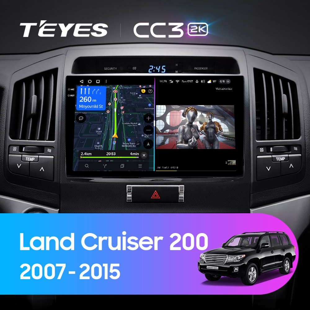 Teyes CC3 2K 10,2"для Toyota Land Cruiser 200 2007-2015