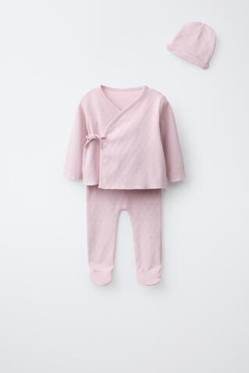 ZARA НАБОР ДЛЯ НОВОРОЖДЕННОГО С СУМОЧКОЙ И СЕРДЕЧКАМИ, РОЗОВЫЙ