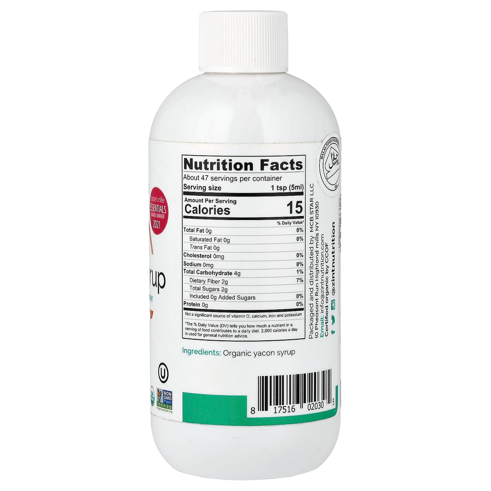 Zint, Organics, сироп из якона, подсластитель с пребиотиками, 236 мл (8 жидк. унций)