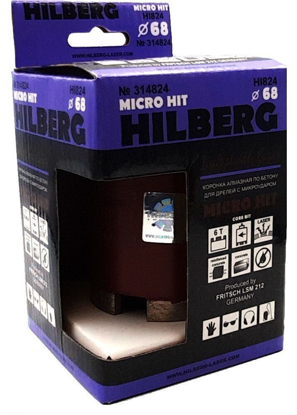 Коронка алмазная 68 мм Hilberg Industrial Laser Micro Hit под пылеудалитель HI824