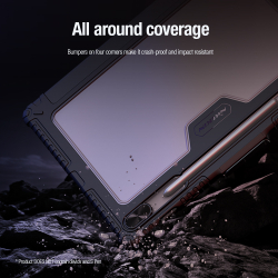 Чехол книжка от Nillkin для планшета Samsung Galaxy Tab S9 FE+ Плюс, серия Bumper Pro Case-Multi Angle Folding Style, с защитной шторкой для камеры