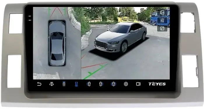Магнитола для Toyota Estima 3 2006-2016 (с 360, рамка серая 10 тип 2) - Teyes CC3-2K-360 на Android 10, Быстрая, 2K QLED, CarPlay, 4G SIM-слот, 4 камеры в комплекте