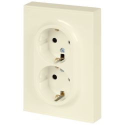 Розетка ЭРА Arktik 16-2104-02 двойная с заземлением 2X2P+E Schuko 16А-250В слоновая кость | Эра Arktik