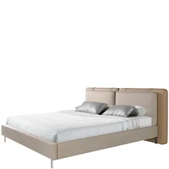 Кровать Angel Cerda 7154, 190х200 см из экокожи цвета норки и серой ткани