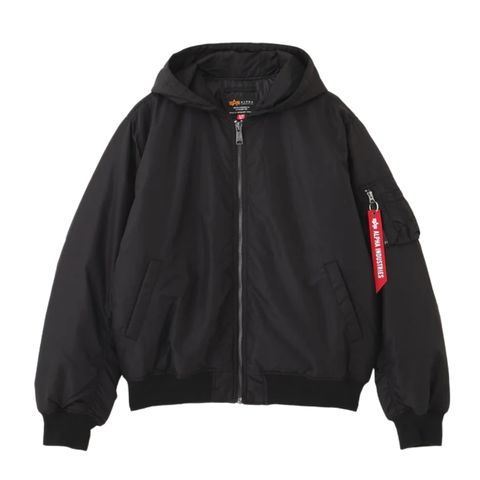 Бомбер Alpha Industries MA-1 Hooded Logo Oxford Black (Черный)