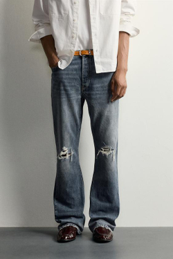 ZARA ДЖИНСЫ FLARE FIT С РАЗРЕЗАМИ, ВЫЦВЕТШИЙ СИНИЙ