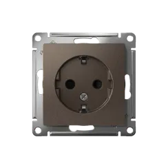Розетка с заземлением и защитными шторками Systeme Electric AtlasDesign Мокко ATN000645