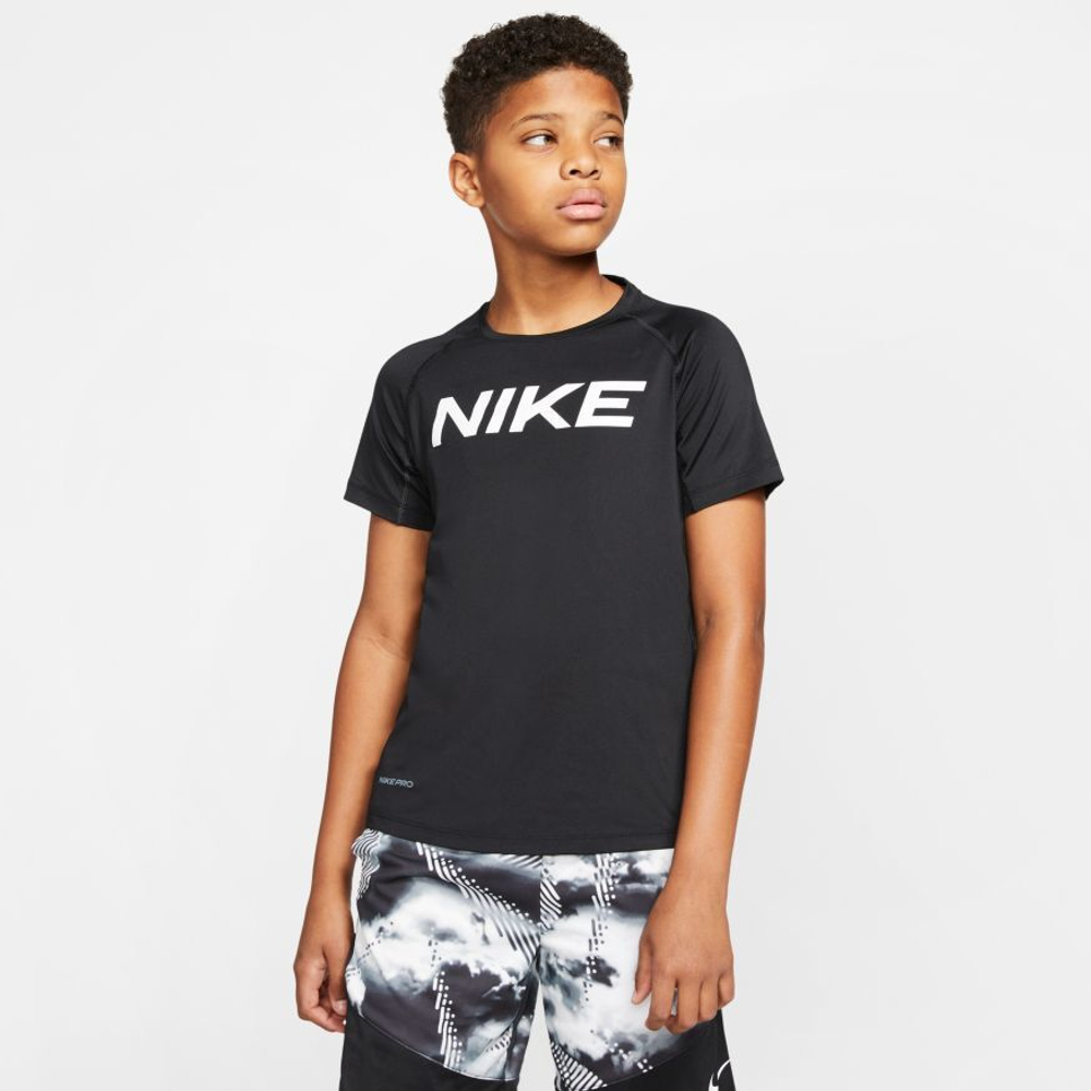Футболка для мальчика теннисная Nike Pro SS FTTD Top - черный