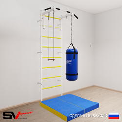 Шведская стенка Sv Sport 5127 (Турник стандарт/Трапеция/Цепь/Мешок 30кг/Мат 1м)