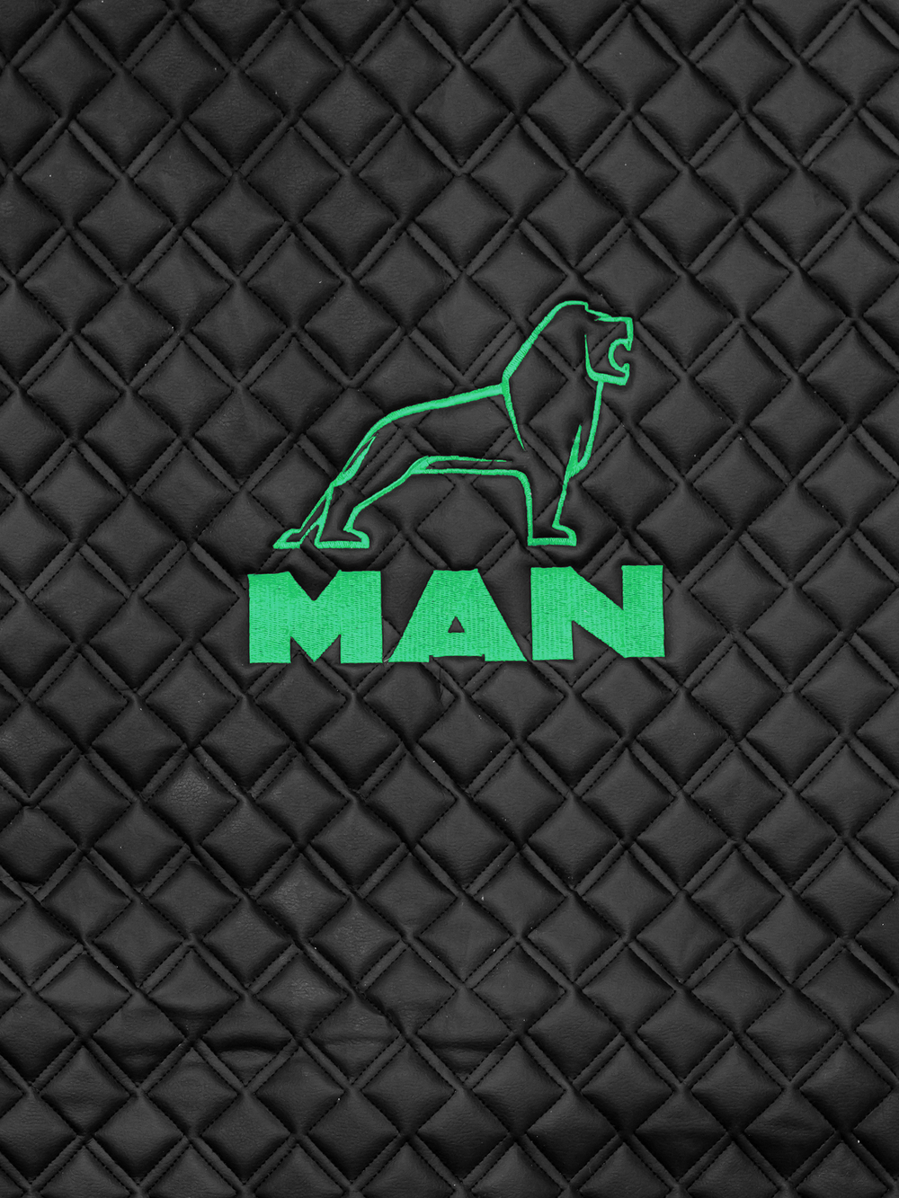 Ковры MAN TGX (автомат, механика) (экокожа, черный, черный кант, зеленая вышивка)