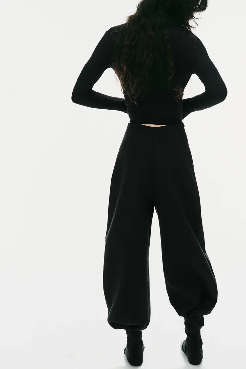 ZARA БРЮКИ BALLOON С ВЫСОКОЙ ПОСАДКОЙ, ЧЕРНЫЙ