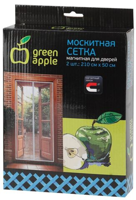Сетка москитная магнитная GREEN APPLE на дверь 2штx210смx50см(распашная), магнитный замок