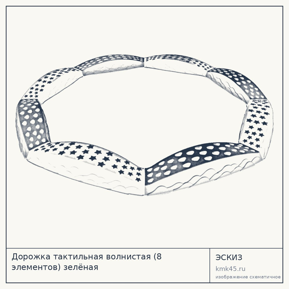 Дорожка тактильная волнистая (8 элементов) зелёная — от 20 000 ₽