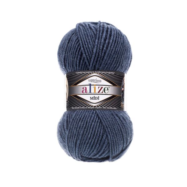 Пряжа Alize (Ализе) Superlana Midi / уп.5 мот. по 100 г, 170м, 203 джинса меланж А