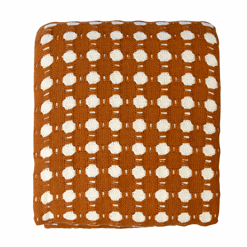Покрывало из хлопка polka dots карамельного цвета из коллекции essential, 230х250 см