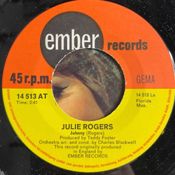 Винтажная виниловая пластинка LP Julie Rogers Johnny, Now (Germany 1970) 7 дюймов, 45 RPM, Single