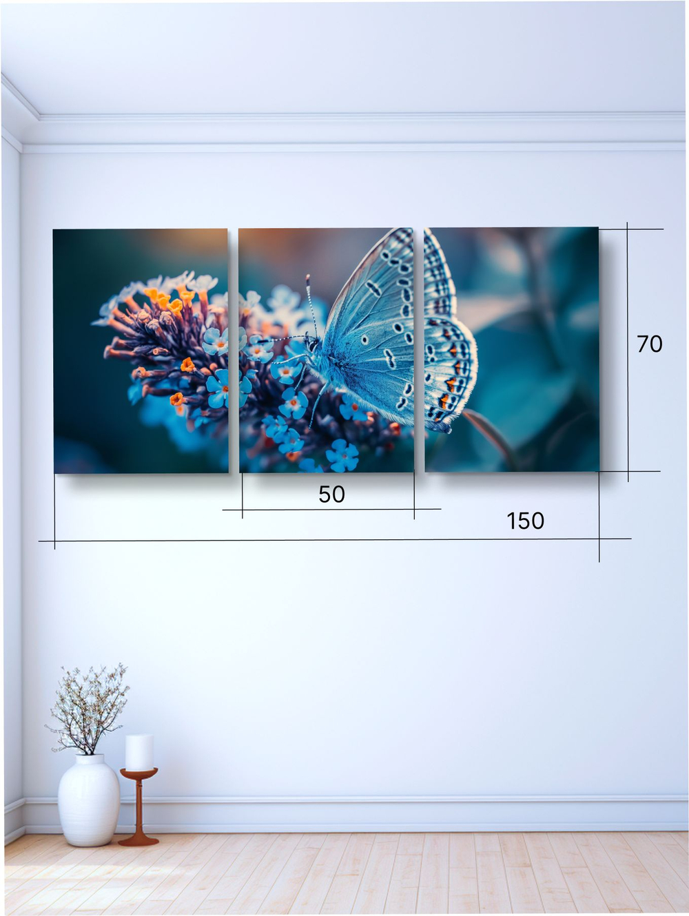 Картина Голубая нежность модульная 50x70см 3шт.