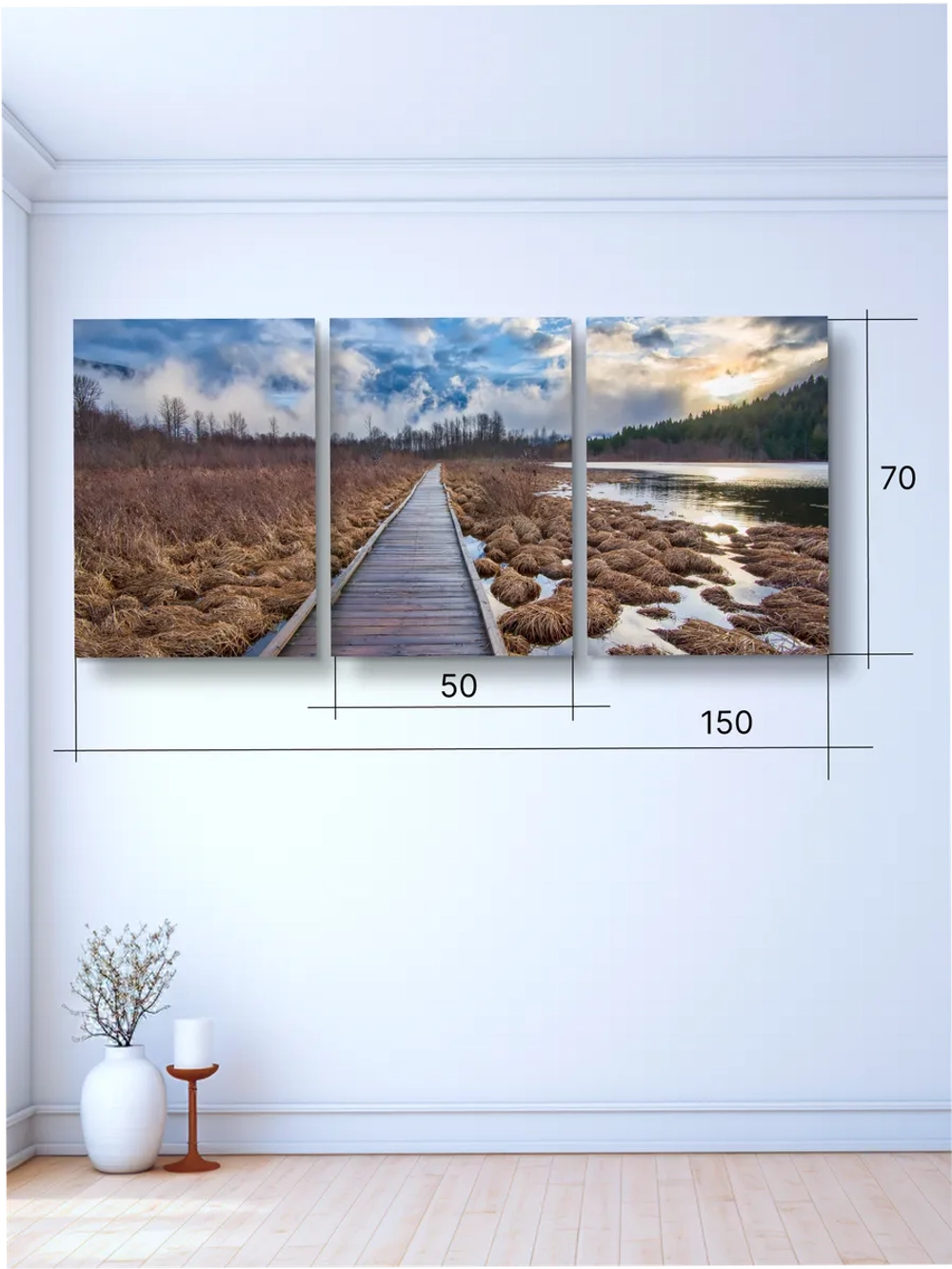 Картина Тайна болотной тропы модульная 50x70см 3шт.