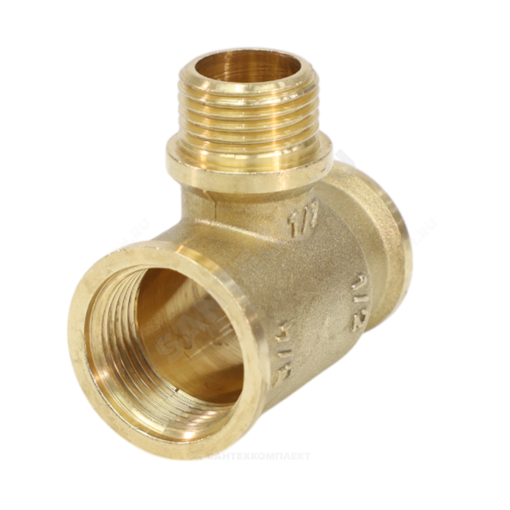 Тройник латунь переходной Ду 20х15х20 (3/4"х1/2"х3/4") ВР/НР/ВР VALFEX VF.132.L.034.012.034