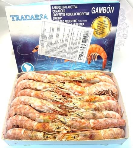 Креветки аргентинские Tradarsa дикие с головой L1 замороженные, 2 кг