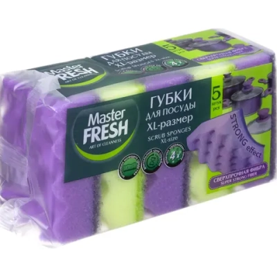 Master Fresh губки для мытья посуды Strong 5шт