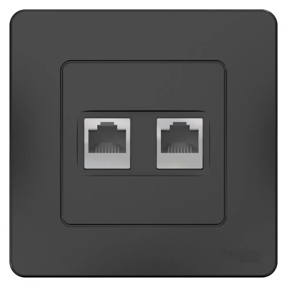 BLANCA С/У РОЗЕТКА двойная: комп.RJ45, кат.5E + телефон. RJ11, АНТРАЦИТ