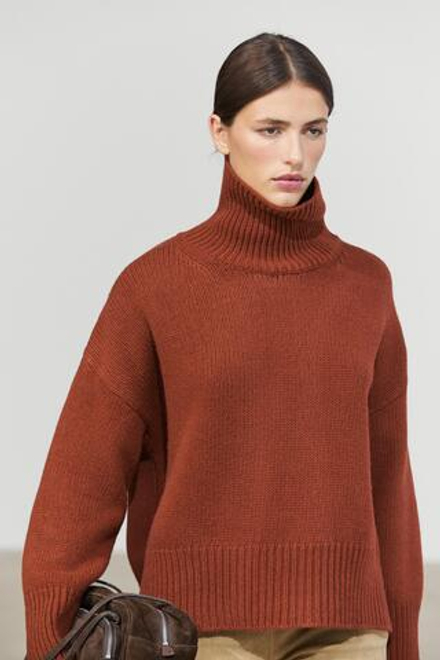 Massimo Dutti Свитер оверсайз из 100% шерсти, жжено-оранжевый