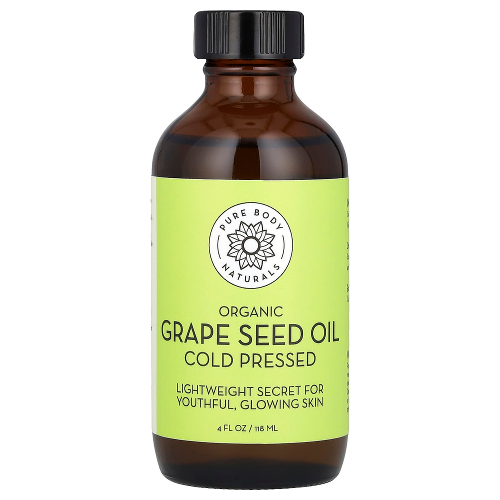 Pure Body Naturals, Органическое масло из виноградных косточек, 118 мл (4 жидк. унц.)