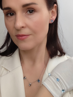 Колье Миражи с голубыми кристаллами Swarovski