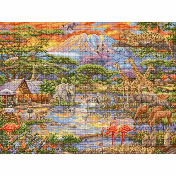 Набор для вышивания нитками LetiStitch L9941, Дикая Африка 45х34см
