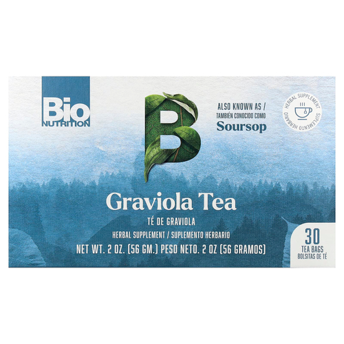 Bio Nutrition, чай гравиола, без кофеина, 30 чайных пакетиков, 56 г (2 унции)