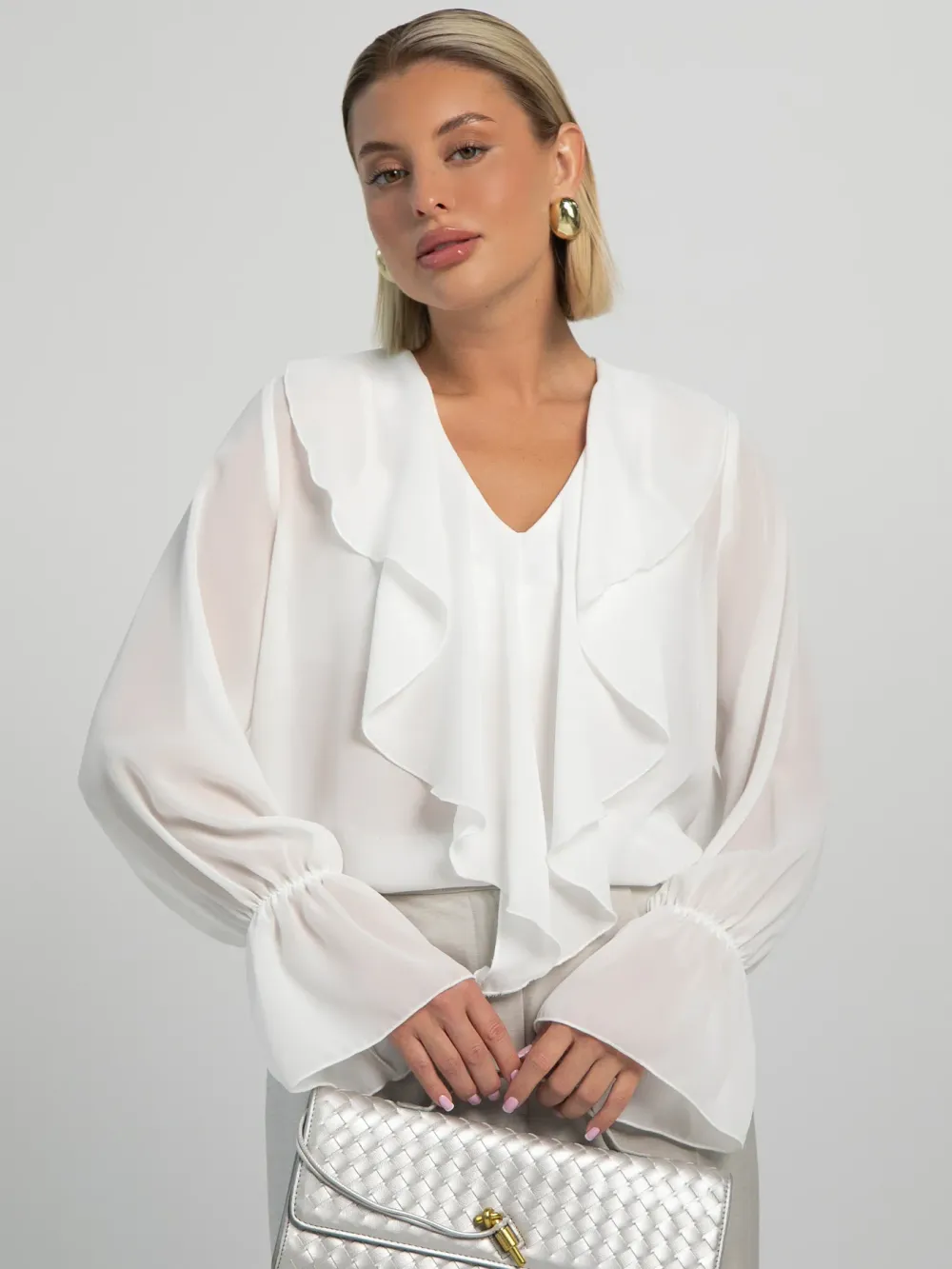 Блуза шифоновая Вэнси (белая) Б16232-8М LT Collection