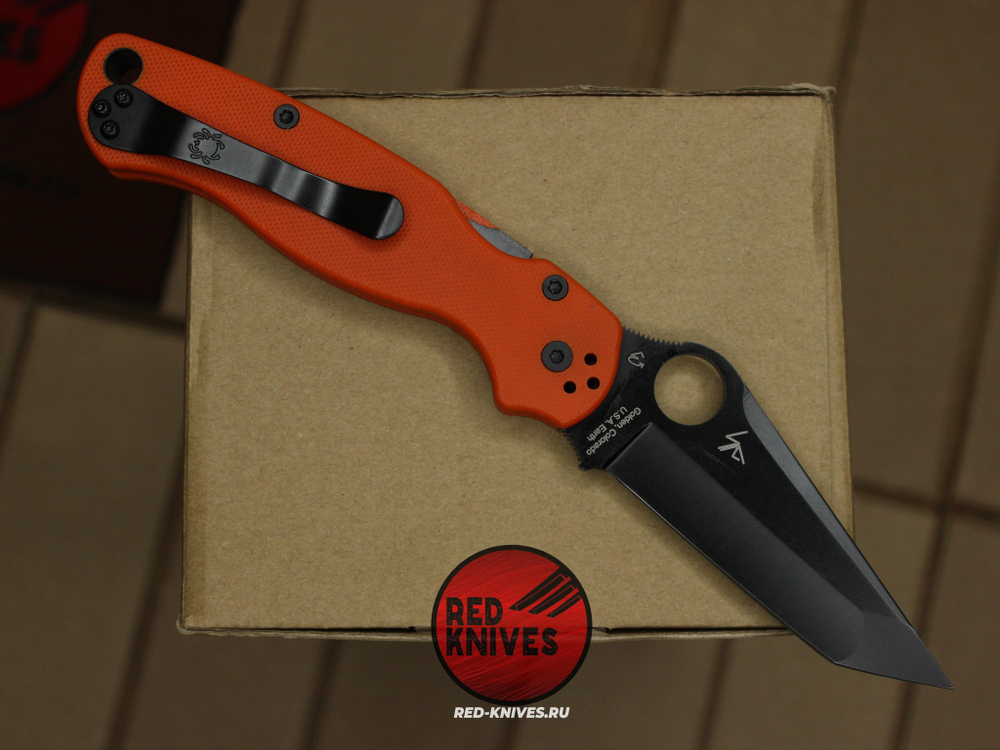 Нож Spyderco Paramilitary 2 Tanto G10 - оранжевая рукоять, черный клинок RK/474