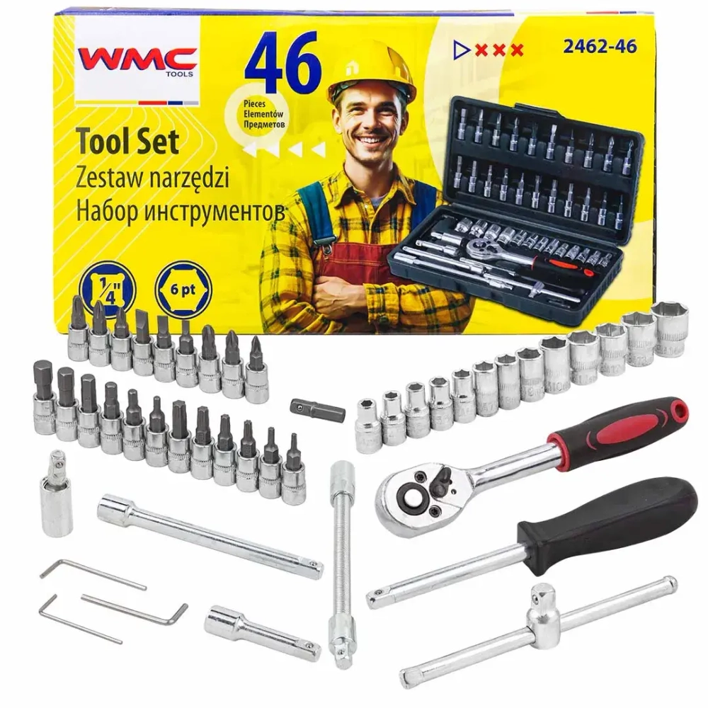 Набор инструмента 46пр. 1/4''(6-гран.)(4-14мм) WMC TOOLS WMC-2462-46
