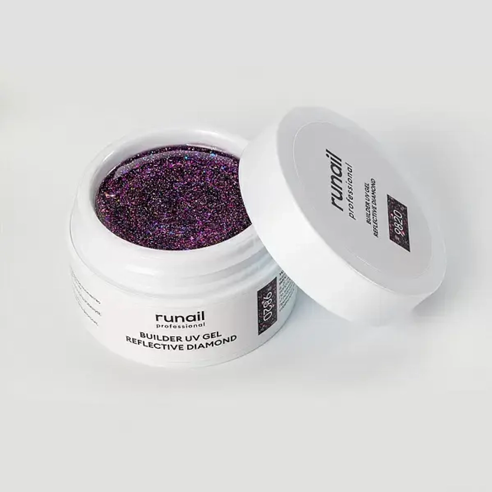 Runail Моделирующий УФ-гель светоотражающий №9820 BUILDER UV GEL REFLECTIVE DIAMOND, 15г