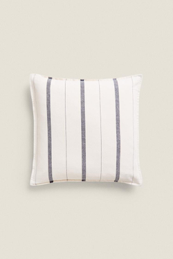 ZARA HOME ЧЕХОЛ ДЛЯ ДЕКОРАТИВНОЙ ПОДУШКИ В КОНТРАСТНУЮ ПОЛОСКУ, СИНИЙ